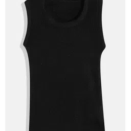 RVK Sleeveless Solid Sweater Vest - Black-picture-47