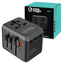 Case-Magic Universal Plug Travel Adapter 35W GaN Type C, International Wall Charger for USA/AUS/UK/EU/ 200+ Countries Worldwide/ 15W USB C, 18W USB A QC3.0 Ports for Laptop, Smartphone, Tablet, Camera-5