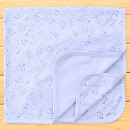 Pink Rabbit Interlock Knit Little Friends Printed Towel L 81 x B 81 cm - Light Blue-picture-16
