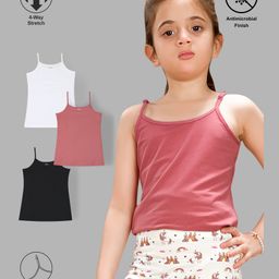 TRESNOVA Cotton Lycra Pack Of 3 Anti Microbial Finish & Advanced Ergonomic Armhole Technology Solid Soft Camisoles - White Pink & Black-image-41