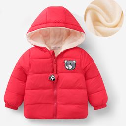 Mark & Mia Full Sleeves Hooded Padded Jacket With Bear Print - Red-image-84