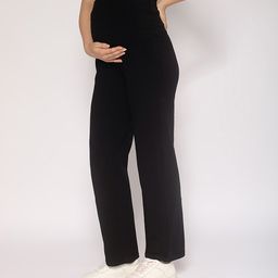 MomToBe Cotton Knitted Solid Maternity Track Pants- Black-image-10