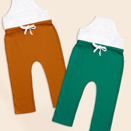 SuperBottoms Cotton Knit Pack Of 2 Solid Diaper Pants - Green & Brown-image-47