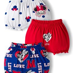 Babyhug Disney Single Jersey Knit Bloomers with Minnie Mouse Graphics Pack of 3 - White Red & Blue-picture-28