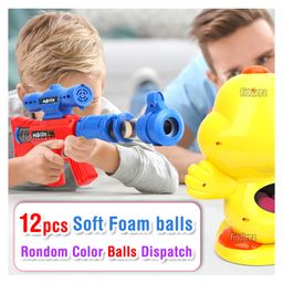 Fiddlerz Hungry Duck Feeding Game Toy Guns Shooting Games With Electronic Target With Lcd Score Record Sound 12 Soft Foam Balls Toys - Yellow image 2
