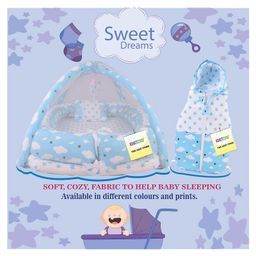 Kwitchy New Born Baby Bedding Set Foam Insert Mattress with Net & Sleeping Bag  -Blue image 2