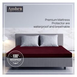 Ambra Linens Fitted Bed Mattress Protector/Cover, Single-Fuchsia image 2