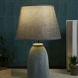 TAYHAA Grey Textured Ceramic Contemporary Frusturical Shaped Table Lamp-18