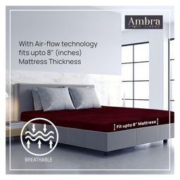 Ambra Linens Fitted Bed Mattress Protector/Cover, Single-Fuchsia image 3