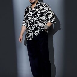 Instafab Plus Size Comfort Relaxed Fit Floral Printed Spread Collar Shirt-picture-30