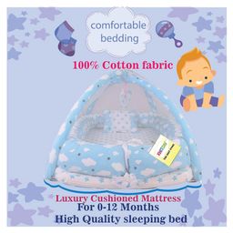 Kwitchy New Born Baby Bedding Set Foam Insert Mattress with Net & Sleeping Bag  -Blue image 5