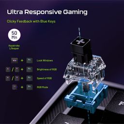 Archer Tech Lab RGB Gaming Mechanical Keyboard with Clicky JERRZI Blue Switches, Anti-Ghosting Keys, 21 RGB Modes & Music Visualizer LED Backlit, Software-Enabled Customization, Braided USB C Cable image 5