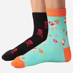 Bodycare Men Pack Of 2 Patterned Odour-Free Cotton Calf-Length Socks-image-29