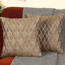 TANLOOMS Set Of 2 Brown Velvet Square Cushion Covers-9