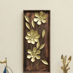 vedas Mystic Indiana Gold-Toned & BrownTextured Metal Apollo Flower Wall Decor-image-57
