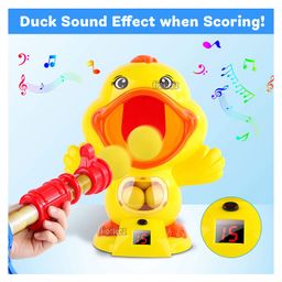 Fiddlerz Hungry Duck Feeding Game Toy Guns Shooting Games With Electronic Target With Lcd Score Record Sound 12 Soft Foam Balls Toys - Yellow image 5