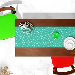 ArtzFolio Green & Off White Digital Printed Table Runner image 4
