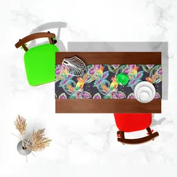 ArtzFolio Grey Printed Rectangular Velvet Table Runner image 2