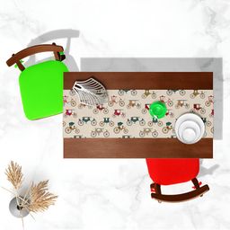ArtzFolio Off White & Brown Digital Printed Table Runner image 2