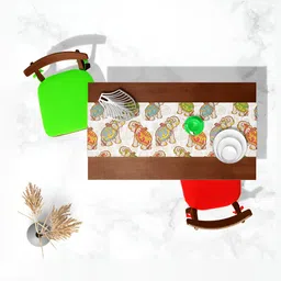 ArtzFolio White & Green Digital Printed Table Runner image 4