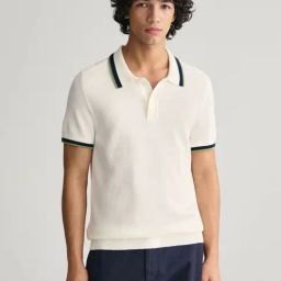 GANT Solid Polo Neck Regular Fit T-Shirt-image-64