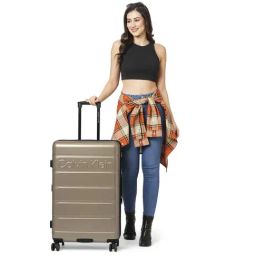 Calvin Klein Ridge-Line Pearlized Taupe Textured Hard Cabin Trolley Bag - 77 cm-image-77