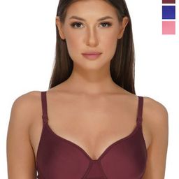 INGRID Pack Of 3 Medium Coverage Lightly Padded Bra PaddedWineRoseBlue32CPack3-picture-35