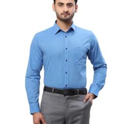 Raymond Blue Cotton Slim Fit Shirt-image-46