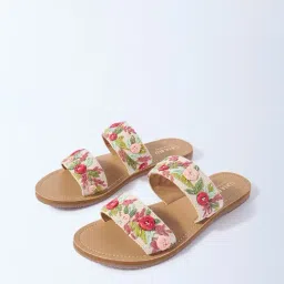 LUNA BLU by Westside Red Floral Embroidered Slip-On Sandals-picture-17