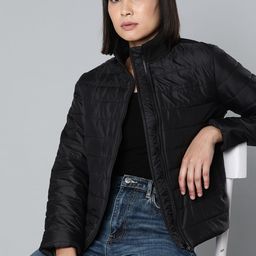 ether Women Black Solid Padded Jacket-image-75