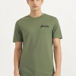 United Colors Of Benetton Green Pure Cotton Relaxed Fit T-Shirt-image-99