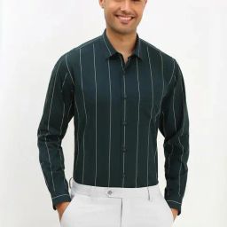 Allen Solly Green Slim Fit Striped Shirt-image-99