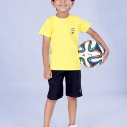 KiddoPanti Boys Printed Pure Cotton Half Sleeve T-shirt with Shorts Clothing Set-image-97