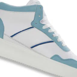 Yoho Men's White & Sky Blue Ankle High Sneakers image 4
