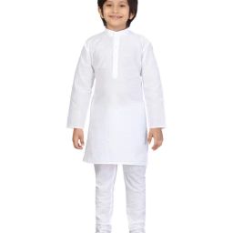 Little Mafia By Aarika Kids White Cotton Kurta & Pyjamas-image-28