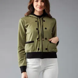 DOLCE CRUDO Olive Cotton Hooded Jacket-image-18