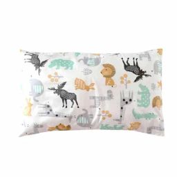 Elementary Animal World White Cotton & Fibre Filling Kids Pillow with Cover - Set of 1-18
