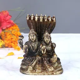Aapno Rajasthan Golden Brass Vishnu Laxmi Showpiece - Set of 1-image-52
