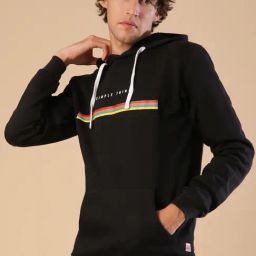 Campus Sutra Black Printed Cotton Hoodie-image-50