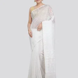 Pinkloom White Cotton Woven Saree-image-41