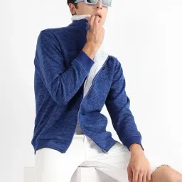 Campus Sutra Blue Cotton Regular Fit Sweatshirt-picture-2