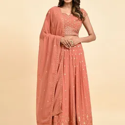 VANAKARA Embroidered Sequinned Ready to Wear Lehenga & Blouse With Dupatta-image-92