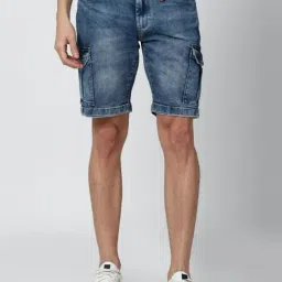 Peter England Navy Cotton Regular Fit Denim Shorts-picture-27