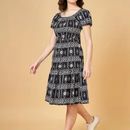 YU by Pantaloons Black Printed A-Line Dress-image-46