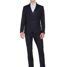 Arrow Navy Regular Fit Self Pattern Three Piece Suit-picture-24