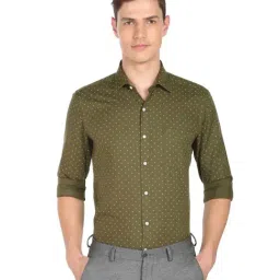 Arrow Olive Cotton Slim Fit Printed Shirt-picture-36