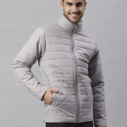 Dennis Lingo Grey Regular Fit Quilted Quilted Jackets-image-6