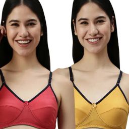 Kryptic Fuchsia & Mustard Full Coverage Everyday Bra - Pack of 2-image-28