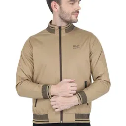 Monte Carlo Khaki Regular Fit Mock Collar Jacket-47