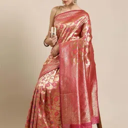Blissta Pink Woven Saree With Unstitched Blouse-picture-30